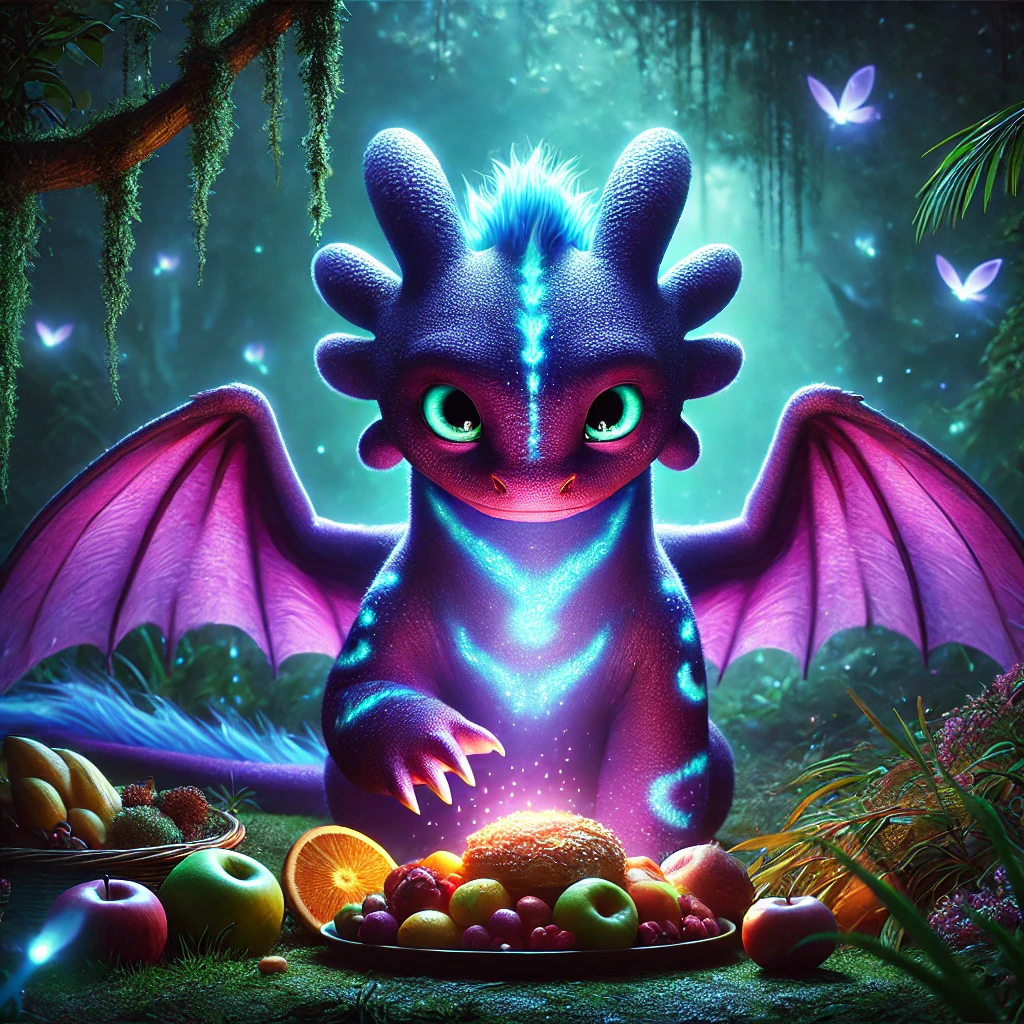 Puff weerstaat de verleiding van snacks in het bos en kiest voor Dragon-Powered Nutrition om sterker te worden.